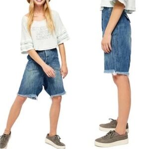 Free People She’s A Legend long denim shorts